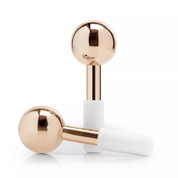 Facial Ice Globes Stainless Steel Rollers for Cryo Massage Beauty Efreshlab Rose Gold  