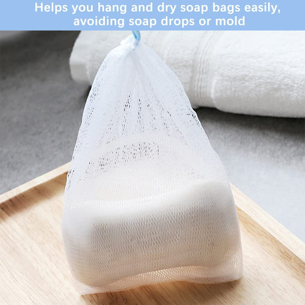 Mesh Soap Net Bag Foaming Bubble with Drawstring Bath & Body efreshme   