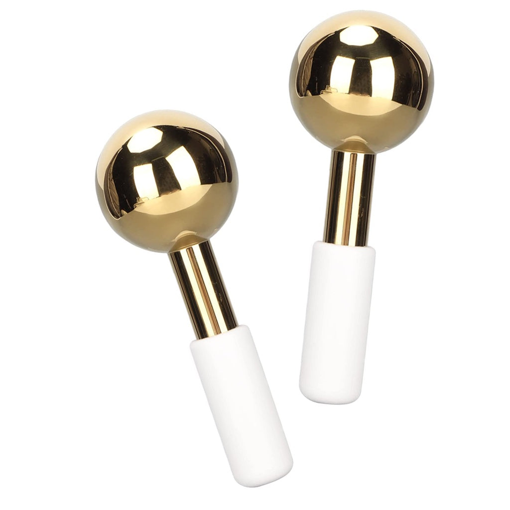 Facial Ice Globes Stainless Steel Rollers for Cryo Massage Beauty Efreshlab Gold  