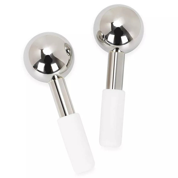 Facial Ice Globes Stainless Steel Rollers for Cryo Massage Beauty Efreshlab Silver  