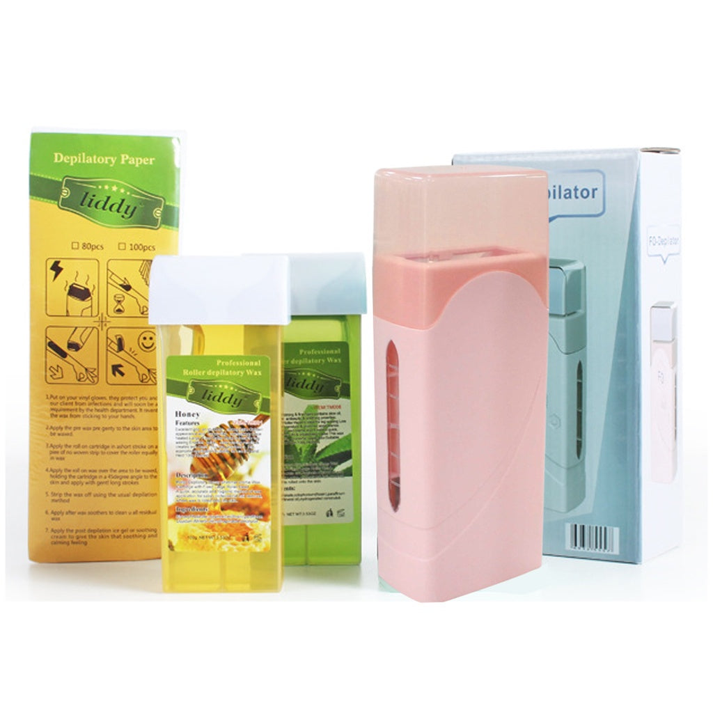 Roll on Wax Heater Hair Removal Personal Care efreshme 4in1 Set (Pink)  