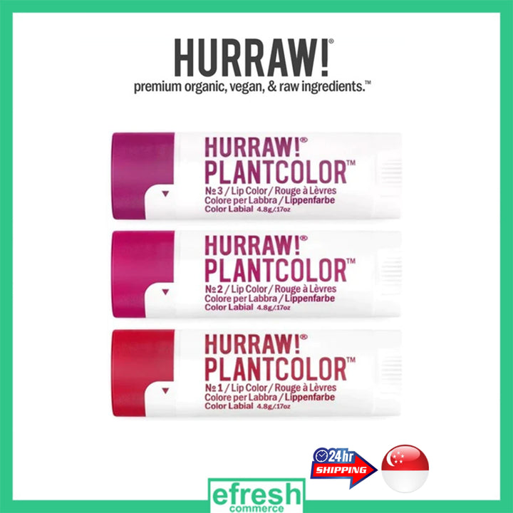 Hurraw! Lipstick PLANTCOLOR, Plant-based Lip Color, Organic, Certified Vegan, Cruelty and Gluten Free, Non-GMO, 100% Nat Personal Care Hurraw   