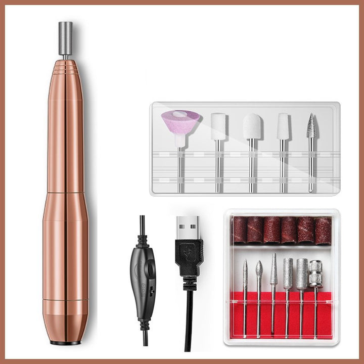 USB Electric Nail Drill Metal Body Pen Personal Care efreshme Gold  