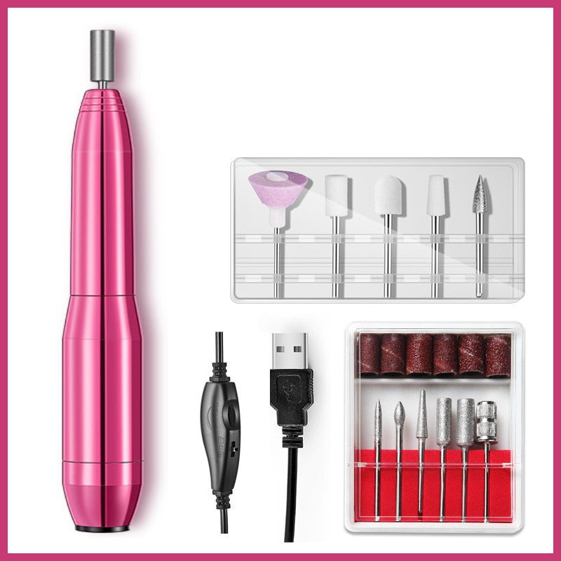 USB Electric Nail Drill Metal Body Pen Personal Care efreshme Red  